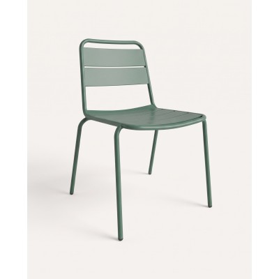 Chaise en acier à dossier ajouré, vert foncé – vue produit