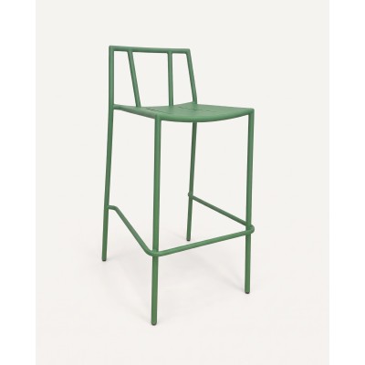 Steel bar stool with spindle back, green – product view