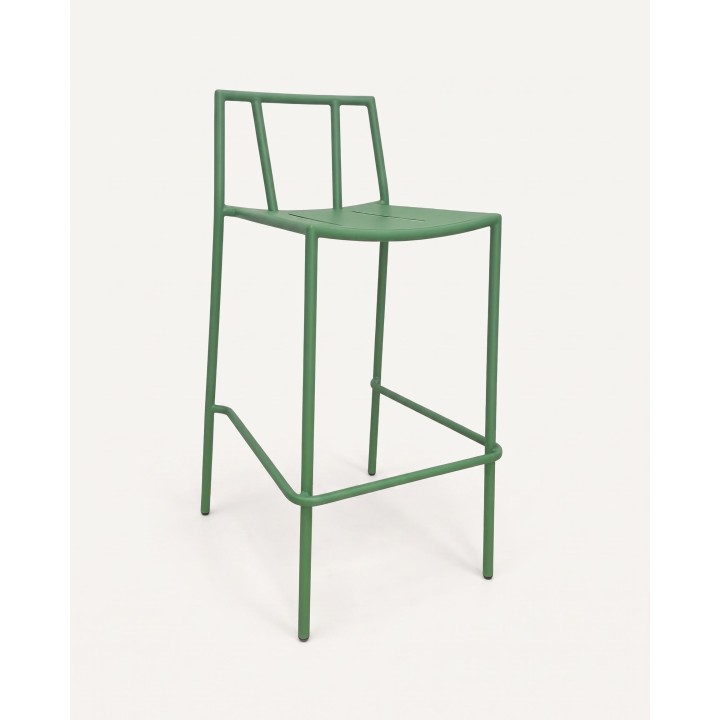 Tabouret de bar en acier à dossier barreaux, vert – vue produit