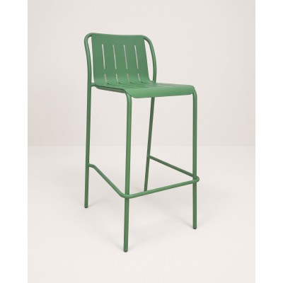 Tabouret de bar en acier à fentes verticales, vert – vue produit