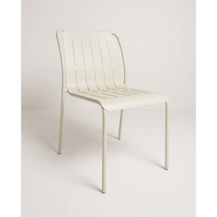 Steel chair with vertical slots, off-white – product view