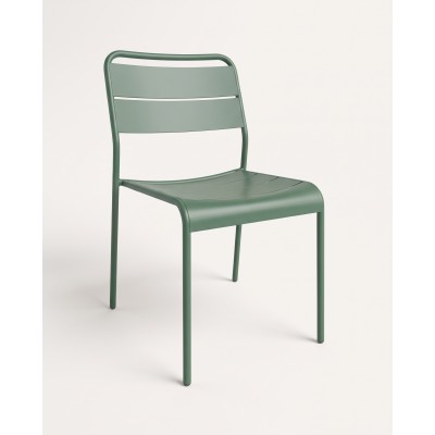 Chaise en acier à dossier galbé, vert foncé – vue produit
