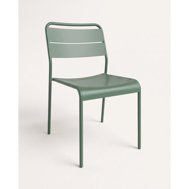 Steel chair with curved back, dark green – product view