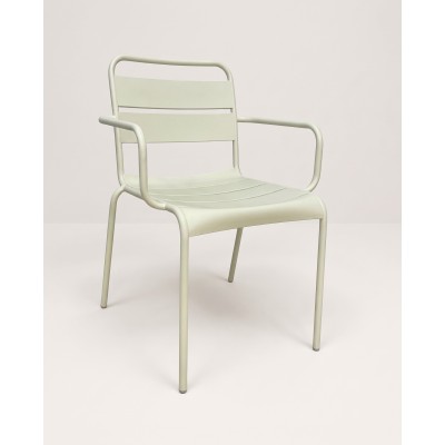 Fauteuil de repas en acier à lames, blanc cassé – vue produit