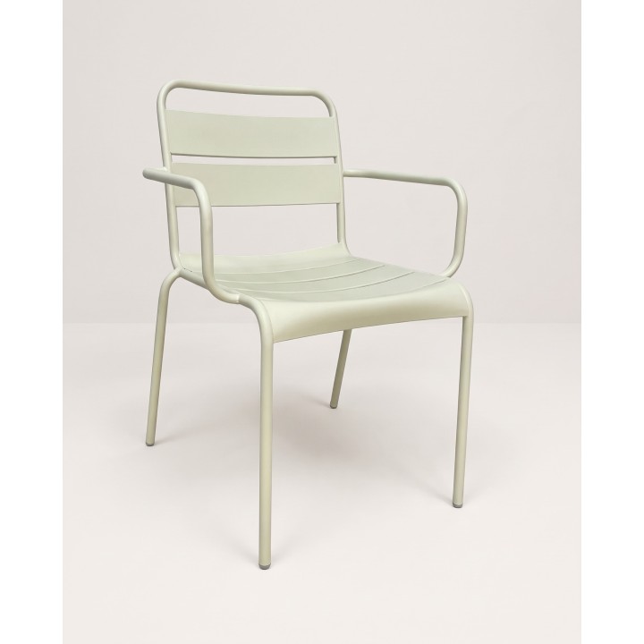 Fauteuil de repas en acier à lames, blanc cassé – vue produit