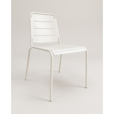 Chaise en acier à dossier fendu, blanche – vue produit