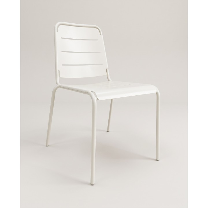 Chaise en acier à dossier fendu, blanche – vue produit