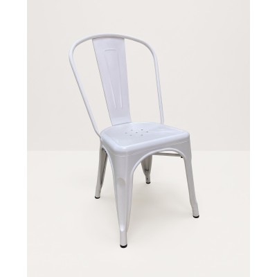 Chaise bistrot en acier, blanc mat – vue produit