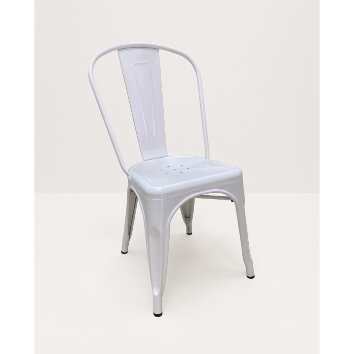 Chaise bistrot en acier, blanc mat – vue produit