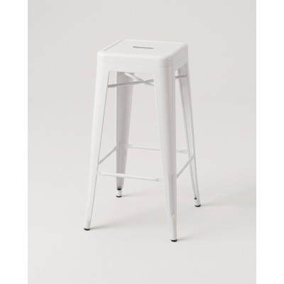 Tabouret de bar bistrot en acier, blanc mat – vue produit