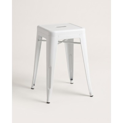 Tabouret bistrot bas en acier, blanc mat – vue produit